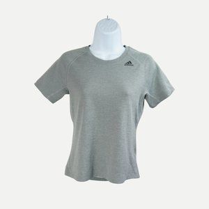 adidas Womens AeroReady Gray Short Sleeve Pullover T-Shirt Sport | XS